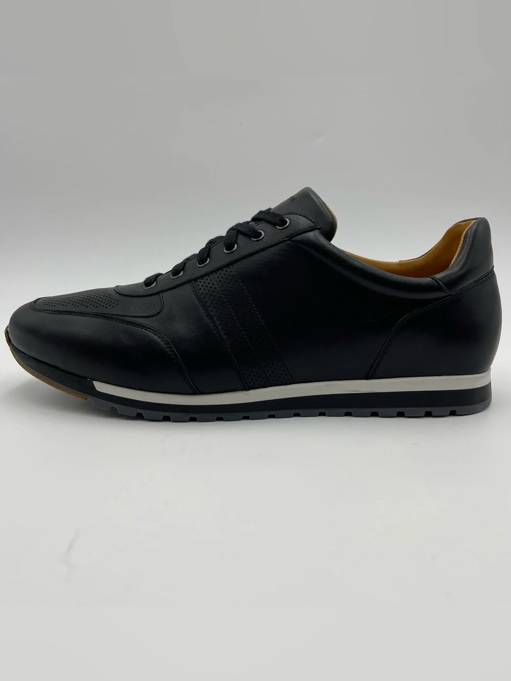 Magnanni SZ 14-EU 47-Luxe Black Calfskin Leather Lizard Sneaker Shoes-MSRP $495