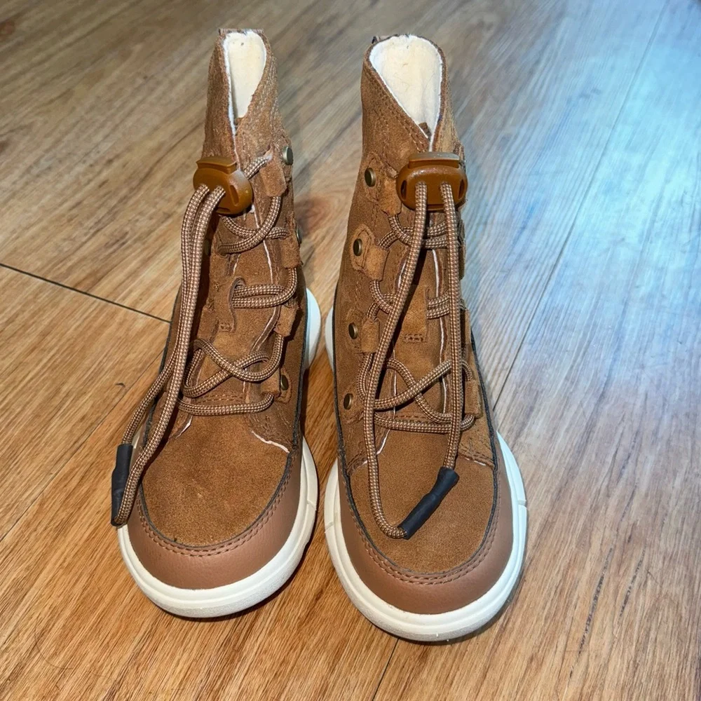 Sorel Brown and White Kids' Lace-Up Suede Boots