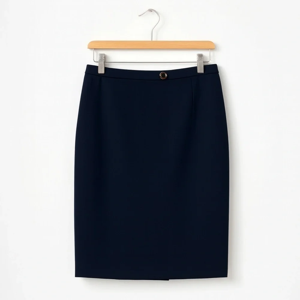Tory Burch Navy Pencil Skirt Rayon Stretch Size Medium