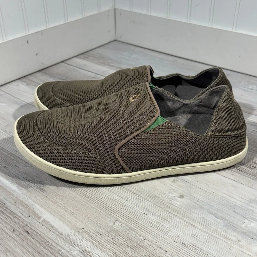 Olukai Nohea Mesh Boat Shoe‎ Men's Sz 11.5 Brown Preowned Good Condition