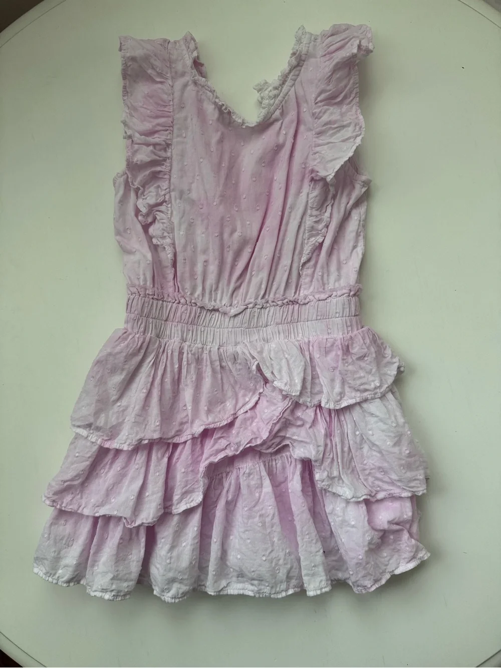 LoveShackFancy Light Pink Ruffled Tiered Casual Dress
