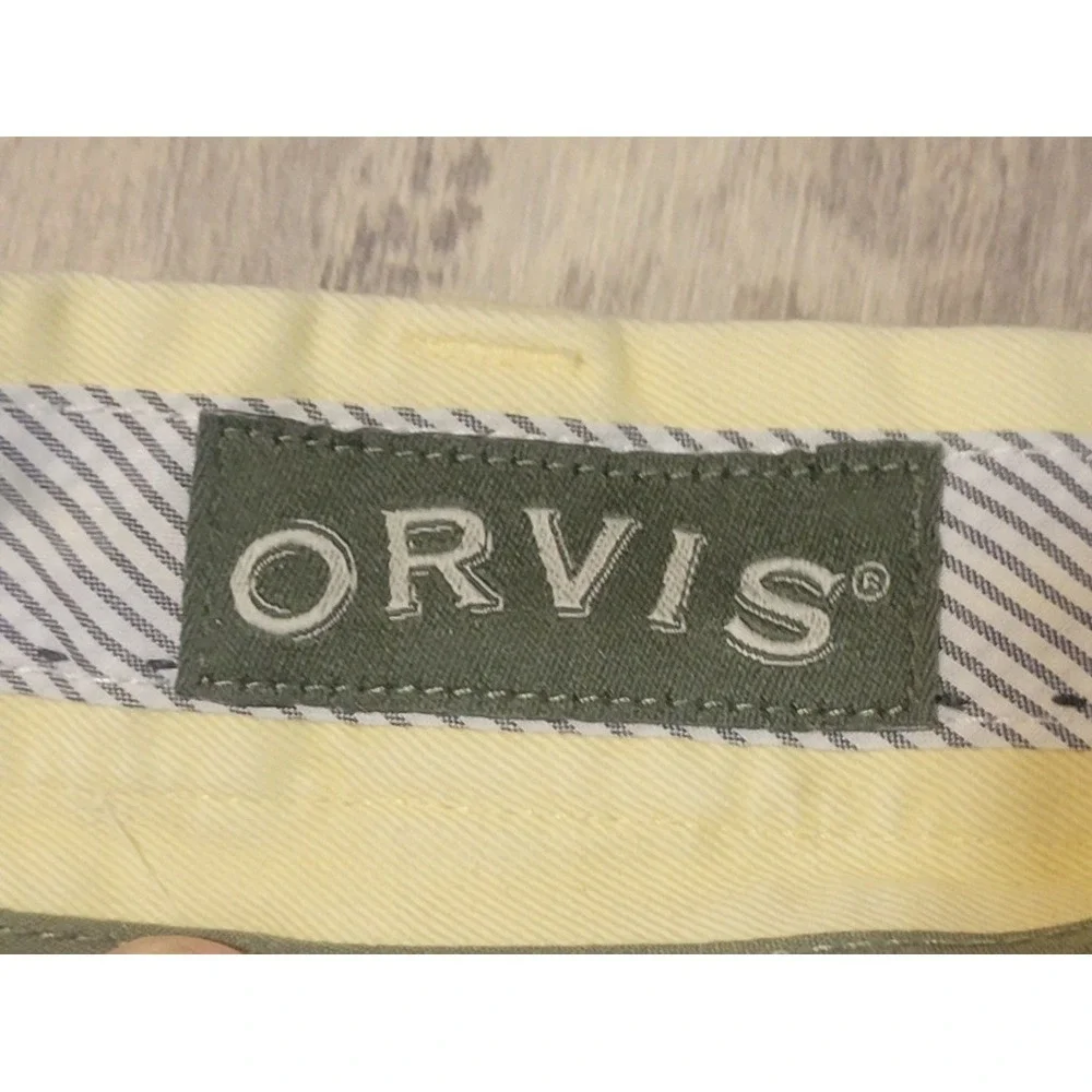 Orvis Mens 38 Yellow Flat Front Casual Cotton Chino Shorts