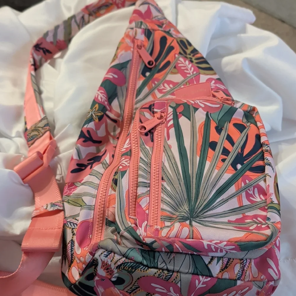 Vera Bradley Pink Tropical Print Crossbody Sling