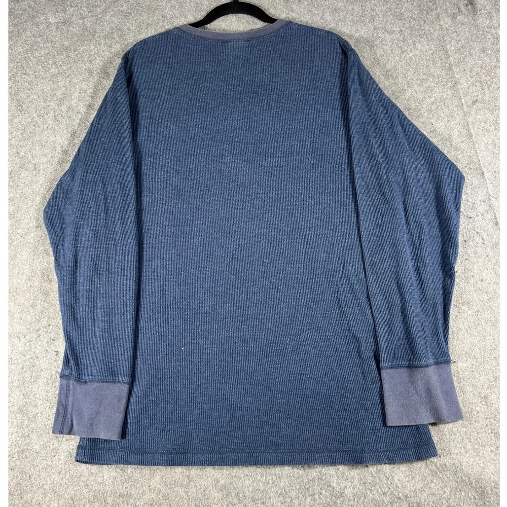 The North Face Henley shirt Mens Blue Large Waffle Knit Thermal Long Sleeve