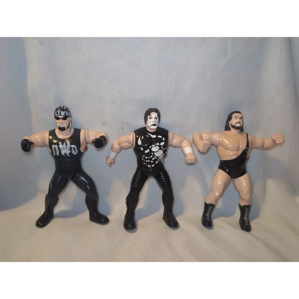 3x Vintage 1997 WCW OSFT NWO Vibrating Wrestlers Sting, Hulk Hogan, Big Show