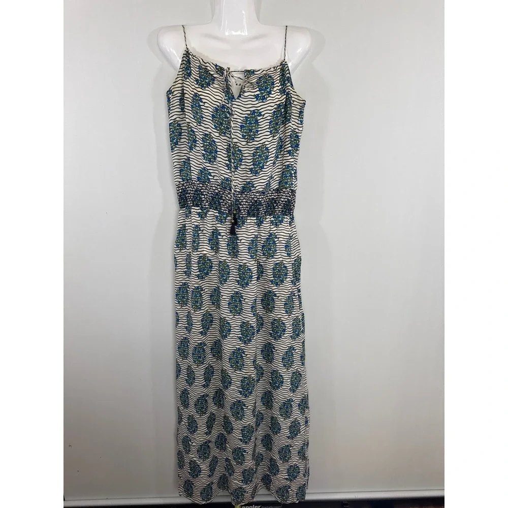 Tory Burch Shelbee Floral Printed 100% Silk Maxi Dress Size 6 Boho Beachy Vacay