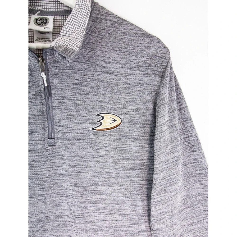 NHL Anaheim Ducks Pullover Sweater 1/4 Zip Men's Size Small Gray