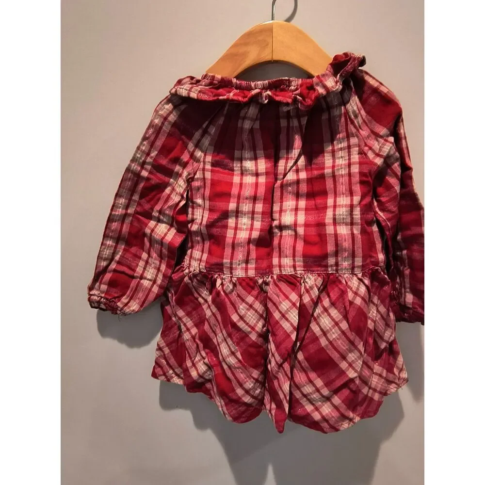 Baby Girl Dress Infant Plaids Ruffle Long Sleeve Dresses for 12-18 Months