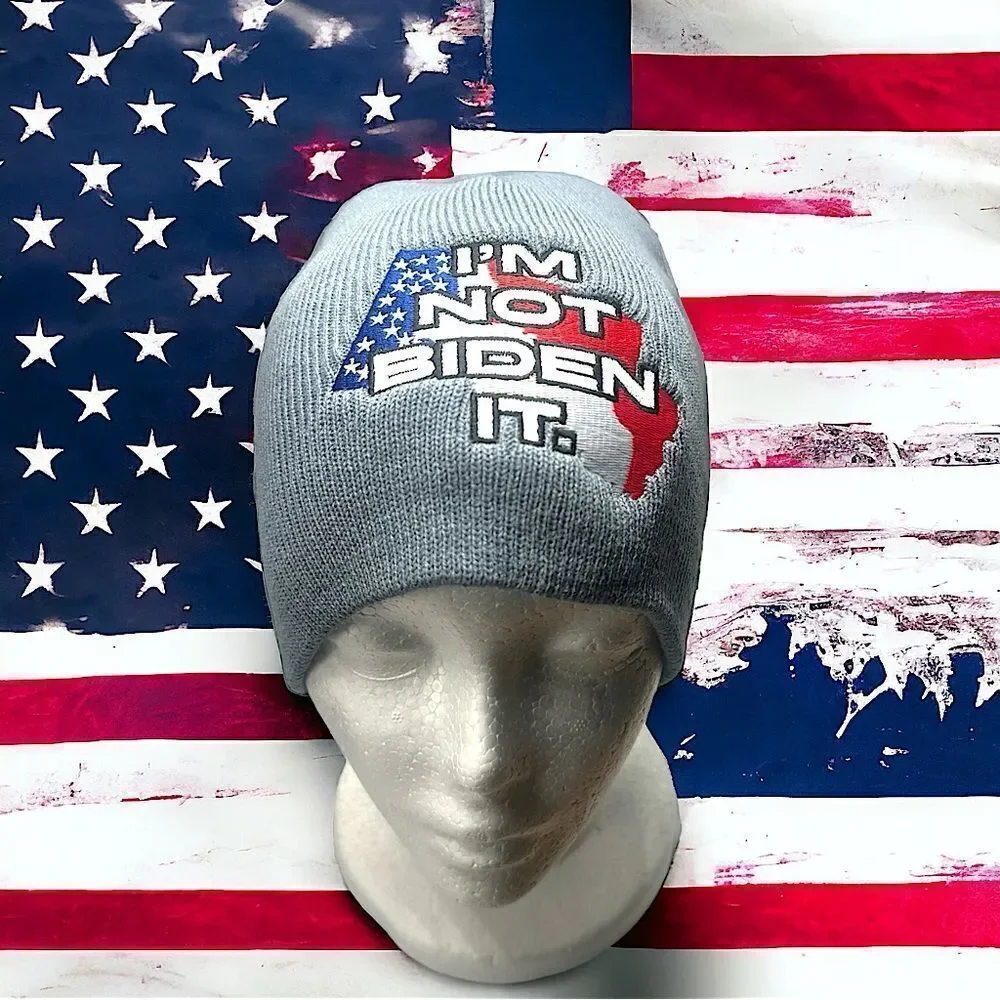 I’M NOT BIDEN IT.  l USA Statement Beanie l Gray l Unisex l New
