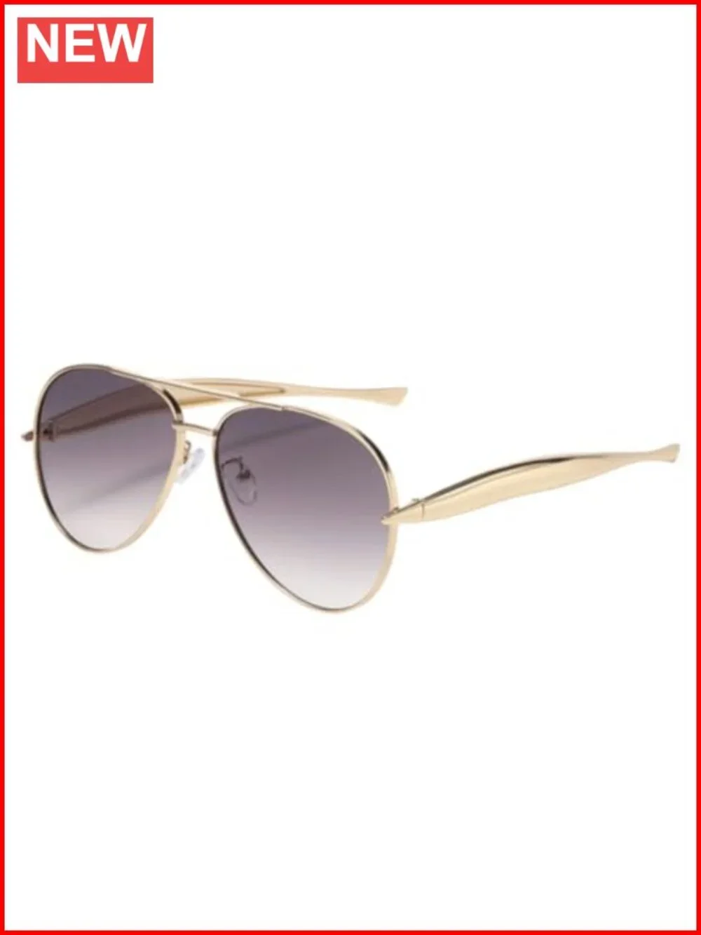 Oversized Pilot Sunglasses, Frog Eye Metal Frame UV400 Shades