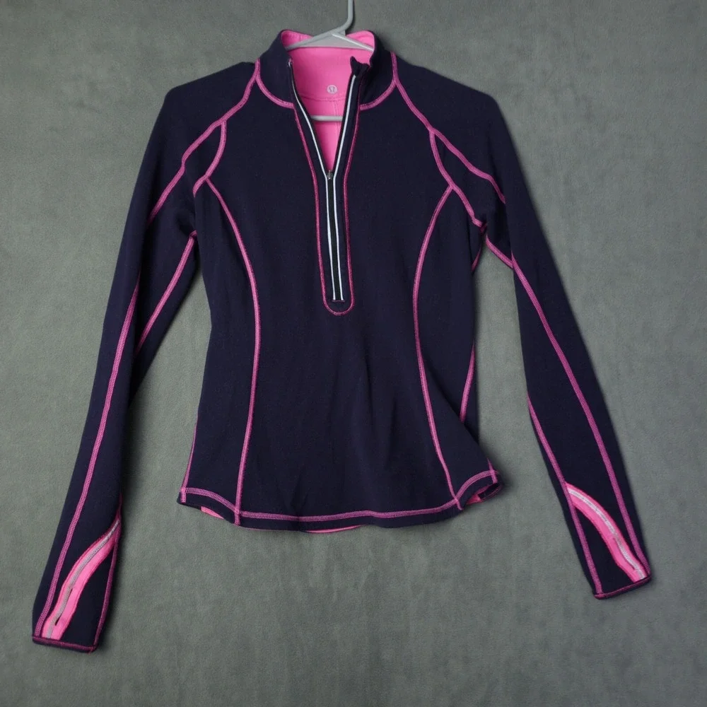 Lululemon Pink & black Full Zipper Athletic‎ Jacket Women's Xsmall/small. C128