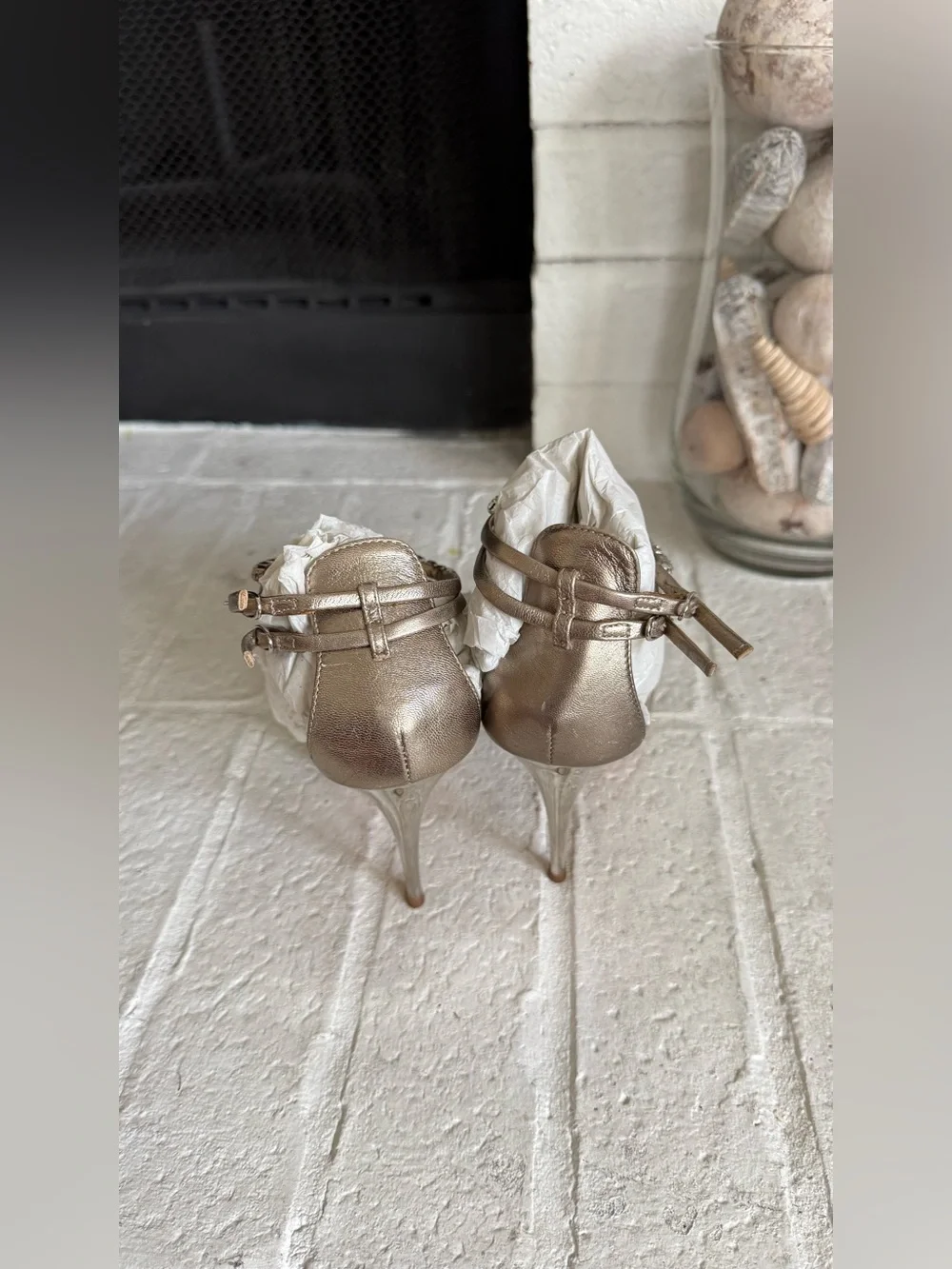 Giuseppe Zanotti Jewel Crystal Sandals Champagne Leather Heels EU 37