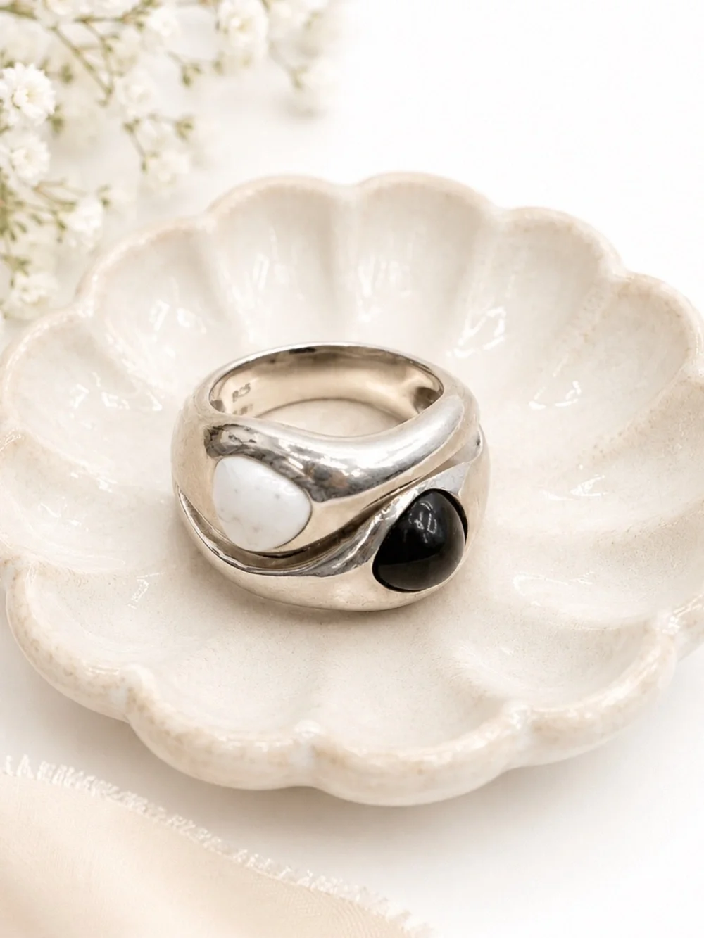 Designer Vintage 925 Italian Sterling Silver Two-Stone Dome Ring- Size 7