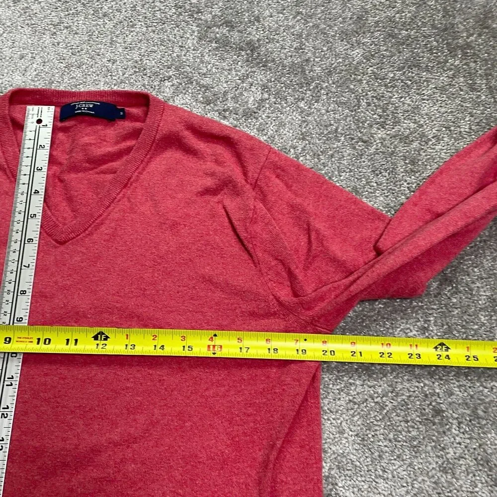 J.Crew Pullover Sweater Mens Medium Red V-Neck Cotton Cashmere Business Casual
