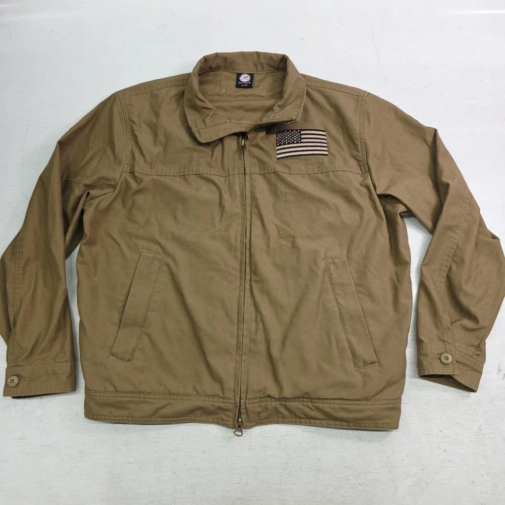 Rothco Lightweight Concealed Carry Jacket Multi Pocket Coyote‎ Tan USA Flag Sz M