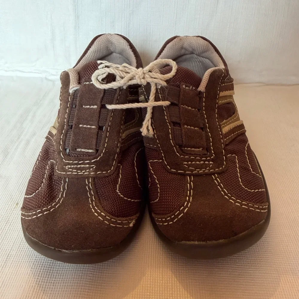 Cherokee Brown‎ Suede Mesh Boys Sneakers Shoes Size 6.5 Toddler