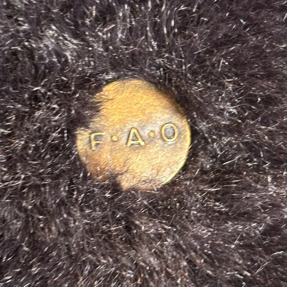 FAO Schwarz Plush Gorilla Black Grey Stuffed Animal Gold Button 2021 35047A21212