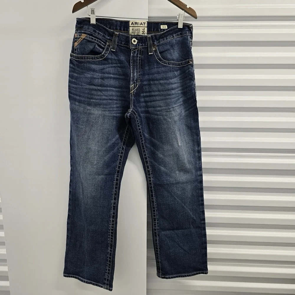 Ariat M4 Relaxed Boot Cut Jeans Mens 32x28 Dark Wash Western Denim