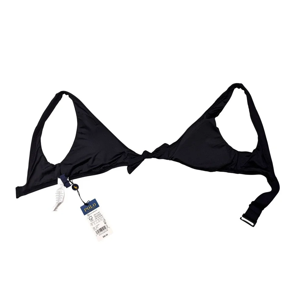 Polo Ralph Lauren Bikini Top Women Small Black Knot Front Triangle NWT