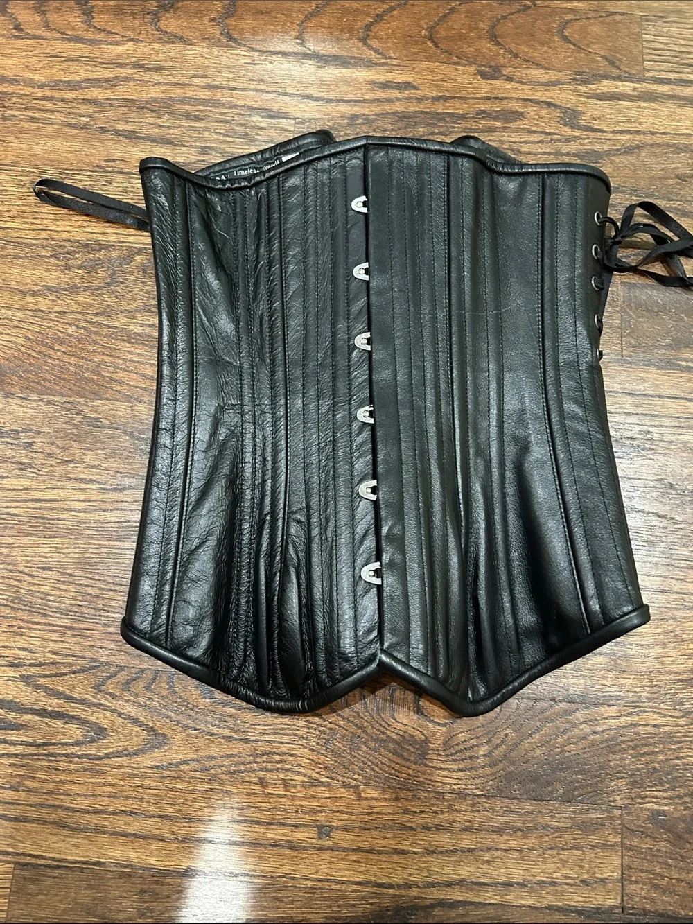 Timeless-Trends Black‎ Genuine Leather Underbust Lace Up Corset Size Smal