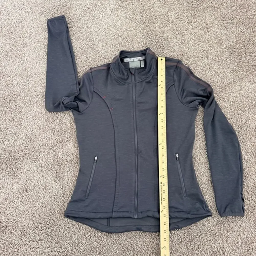 Athleta Jacket‎ Women's Medium Gray Love Full Zip Mock Neck Pockets Stretch