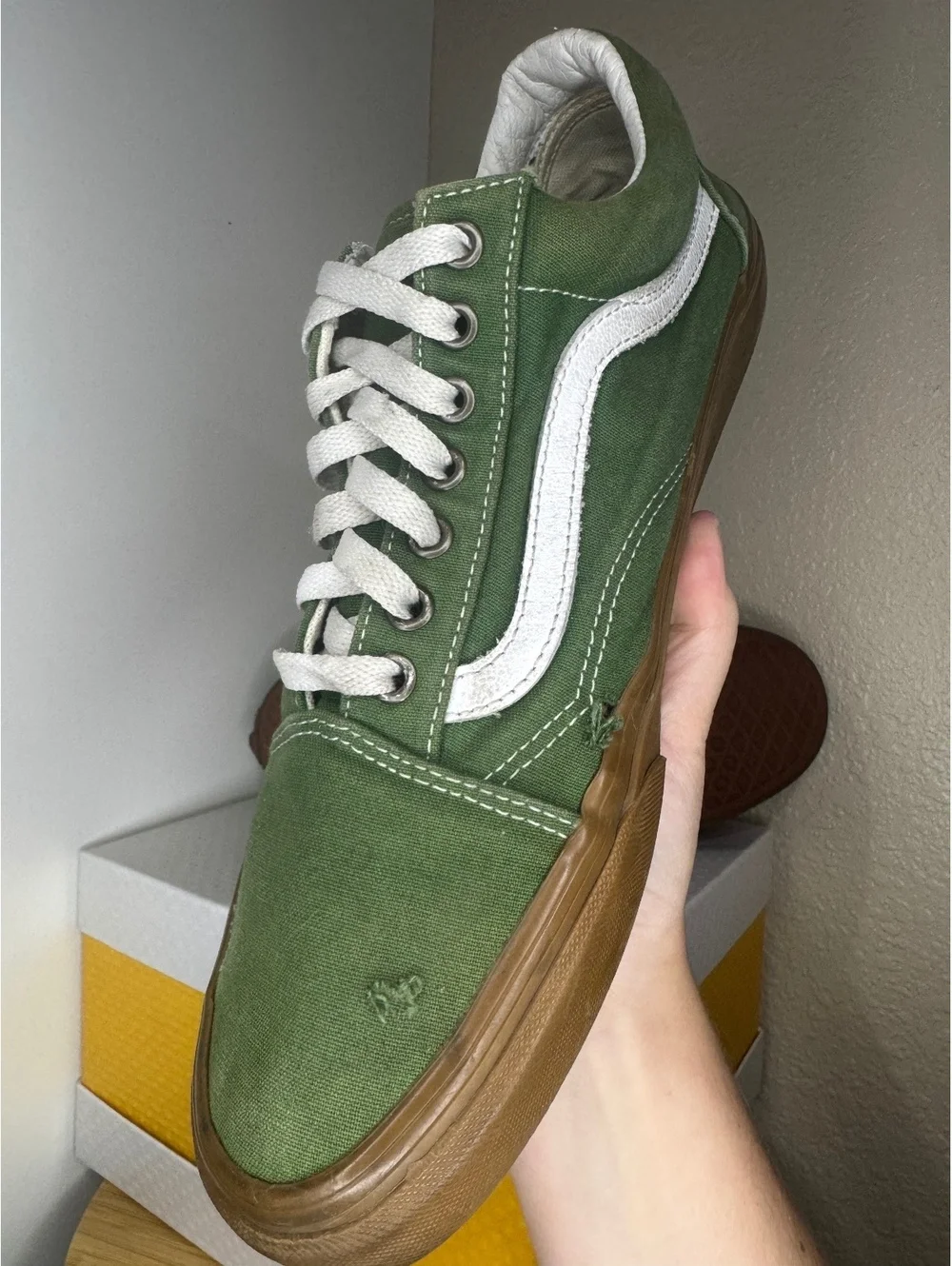 Vans Old Skool Green Gum Sole Men’s Size 10 Canvas Skate Shoes Used No Box