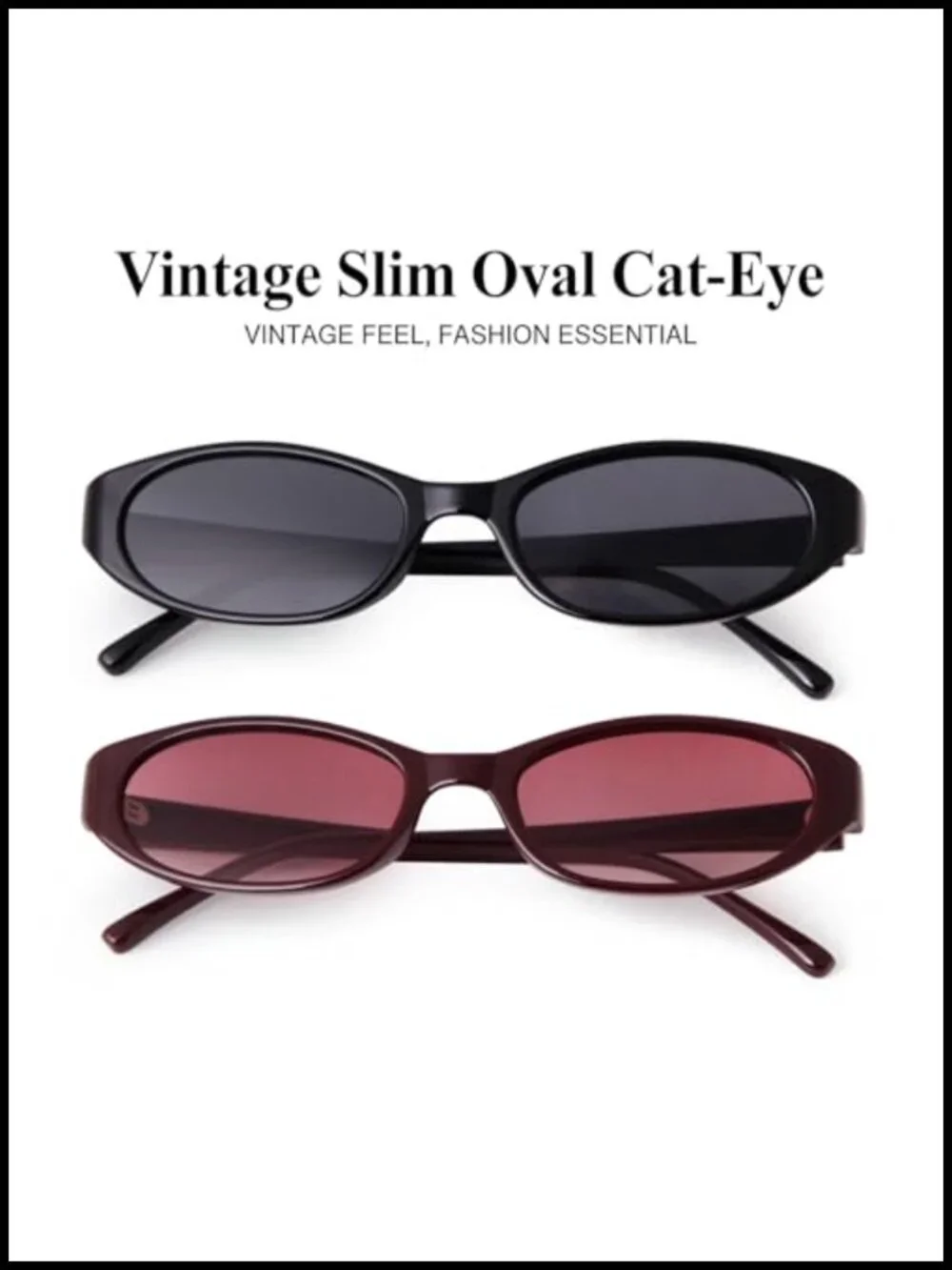Retro Small Oval Sunglasses Women Vintage 90s Cat Eye Narrow Sun