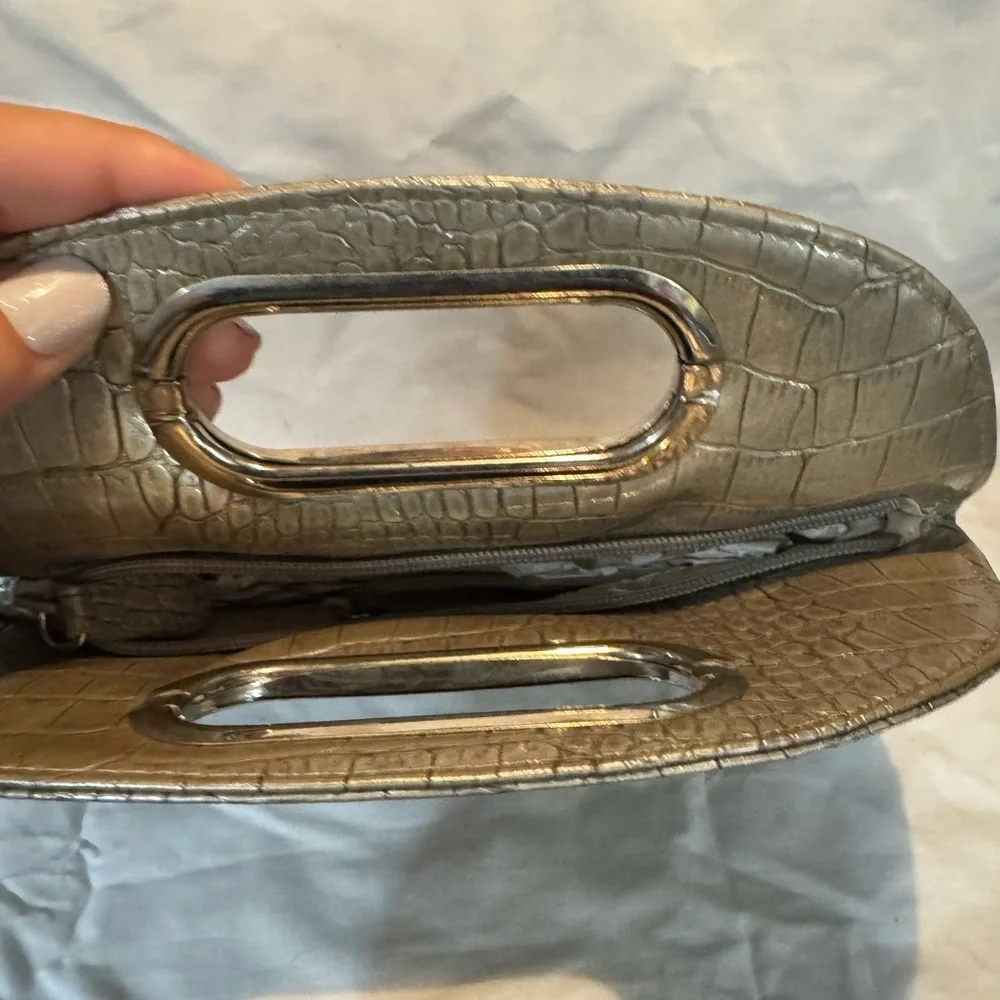 Nine West Metallic Crocodile-Embossed Clutch