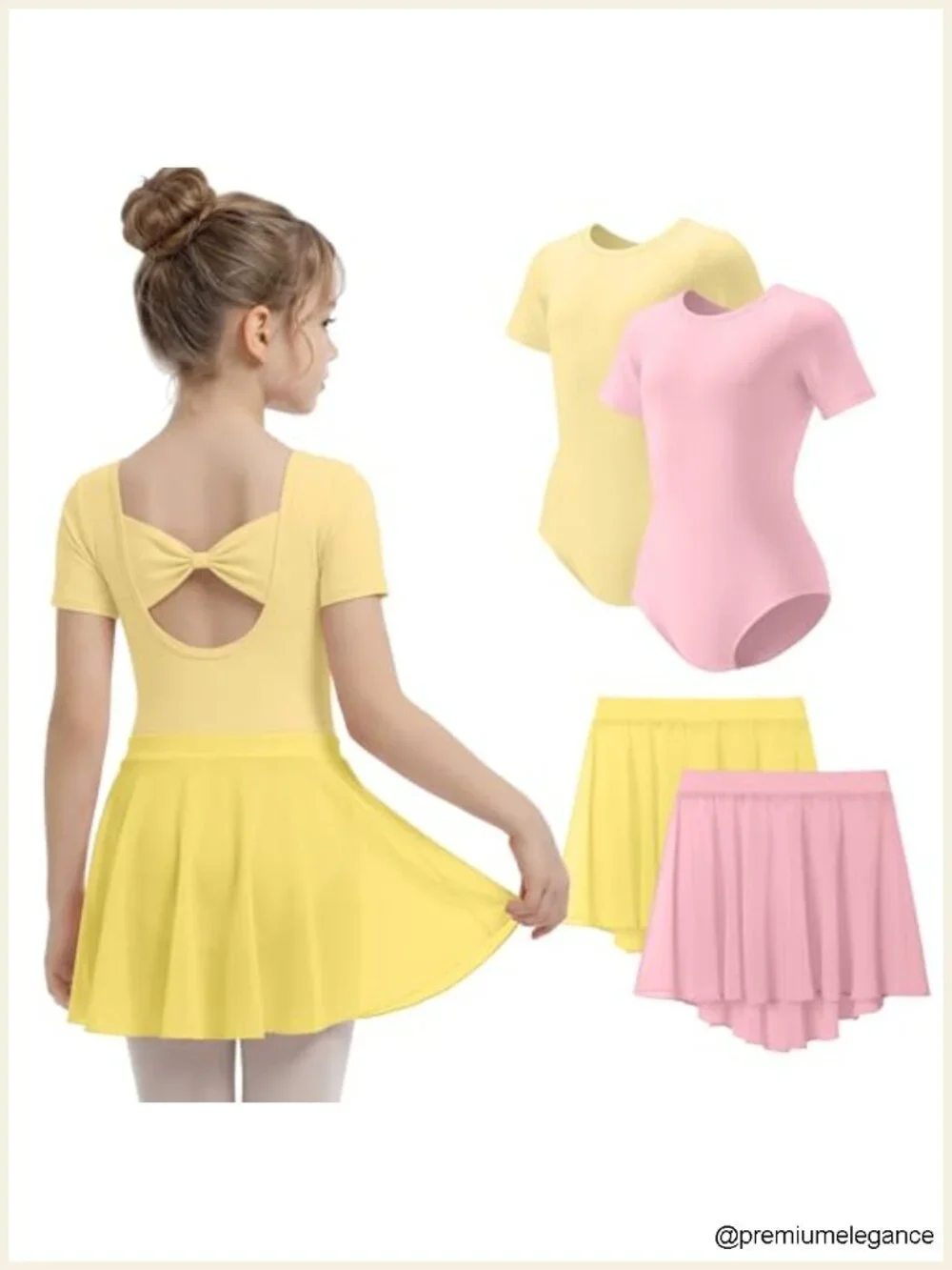2 Pack Ballet Leotards with Removable Skirt Short Sleeve Dance Dress Toddler
