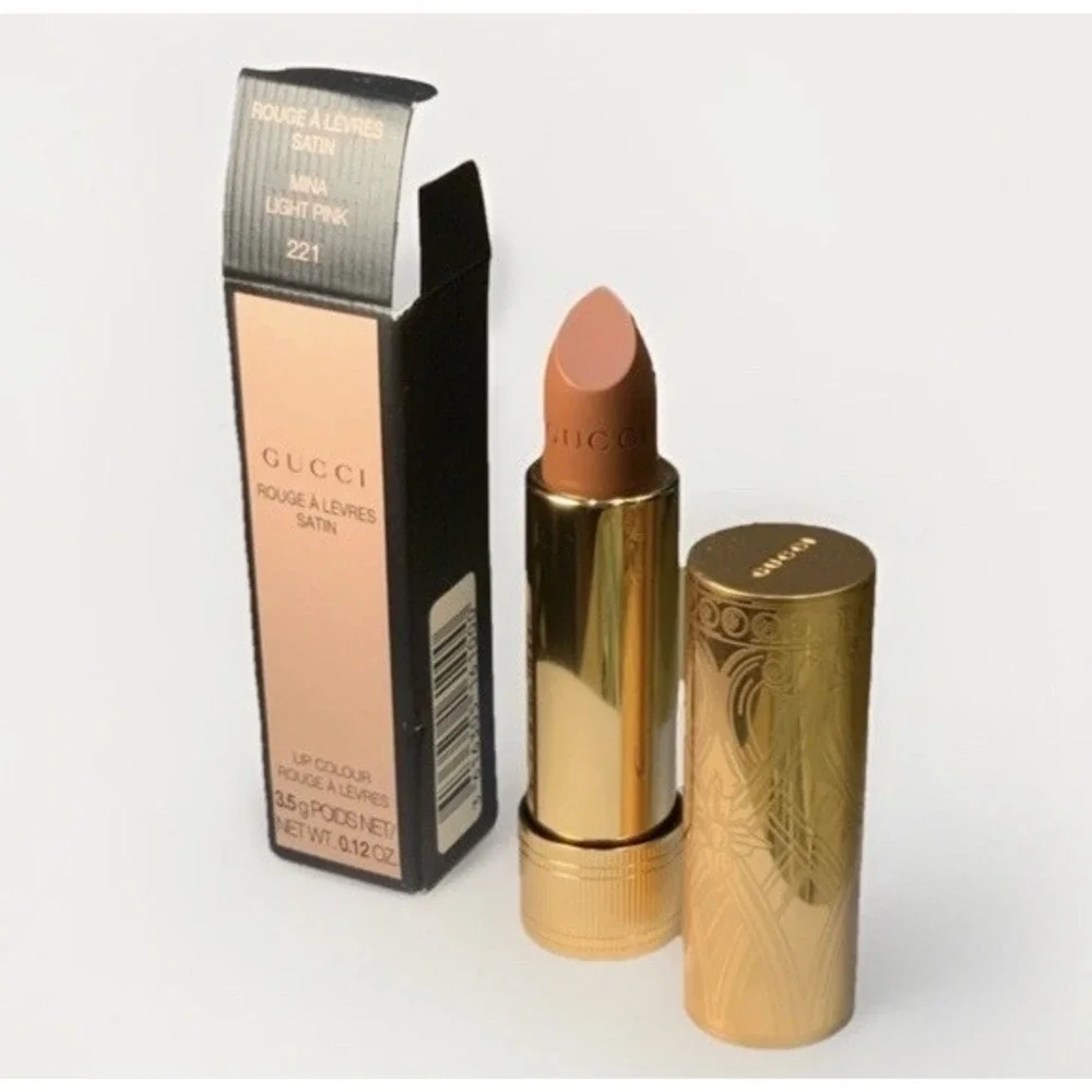 Gucci Rouge à Lèvres Satin Lipstick color 221 Mina‎ Light Pink $49 MSRP NIB