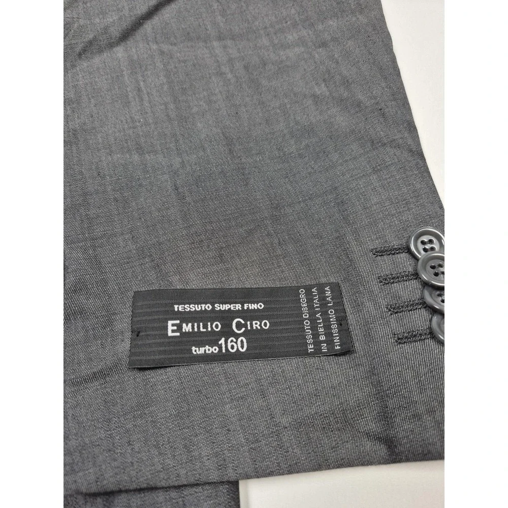 Emilio Ciro Suit Mens 48R Gray Wool Turbo 160 2 Piece 43x36W Zegna Formal NWT