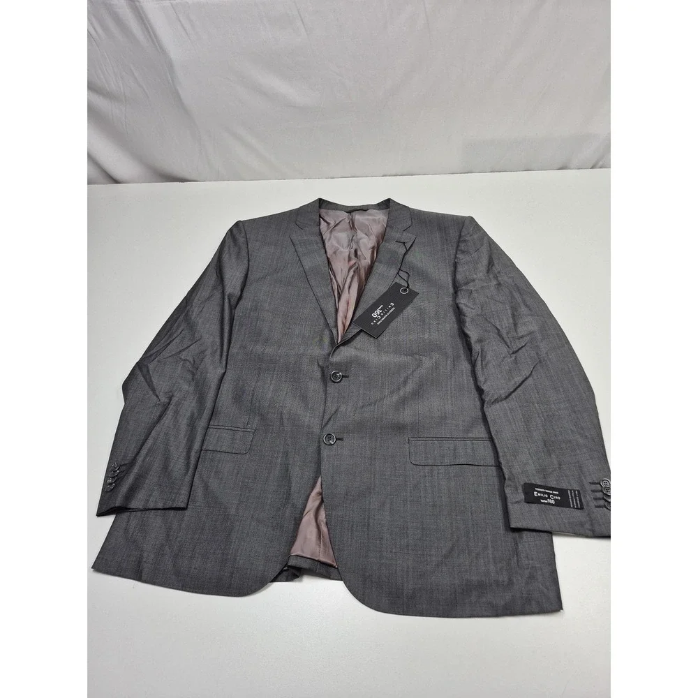 Emilio Ciro Suit Mens 48R Gray Wool Turbo 160 2 Piece 43x36W Zegna Formal NWT