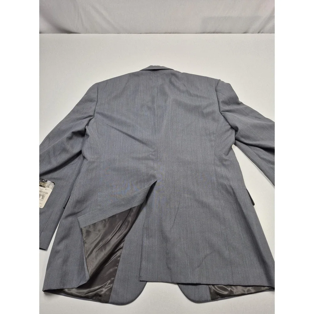 VTG Sansabelt Suit Mens 44 Gray Poly Wool 2 Piece 39x36 Elastic Waist USA NWT