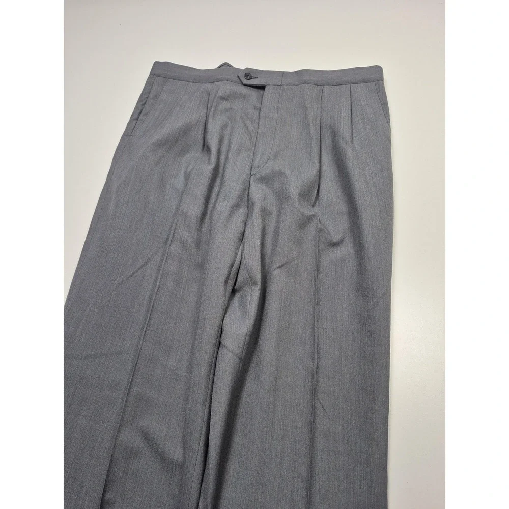 VTG Sansabelt Suit Mens 44 Gray Poly Wool 2 Piece 39x36 Elastic Waist USA NWT