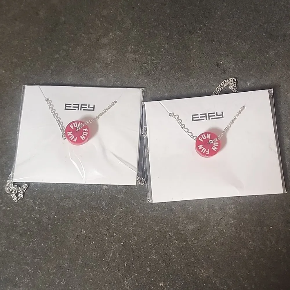 Effy Necklace With Red FUN Barrel Carnival Cruise Souvenir x2