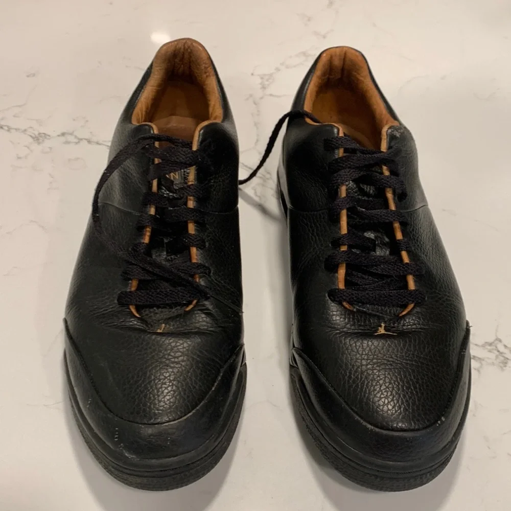 Men's Black Leather Athletic Sneakers - Casual Comfort