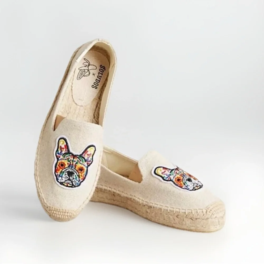 Soludos Women's Frenchie Embroidered Platform Espadrille Flats 10