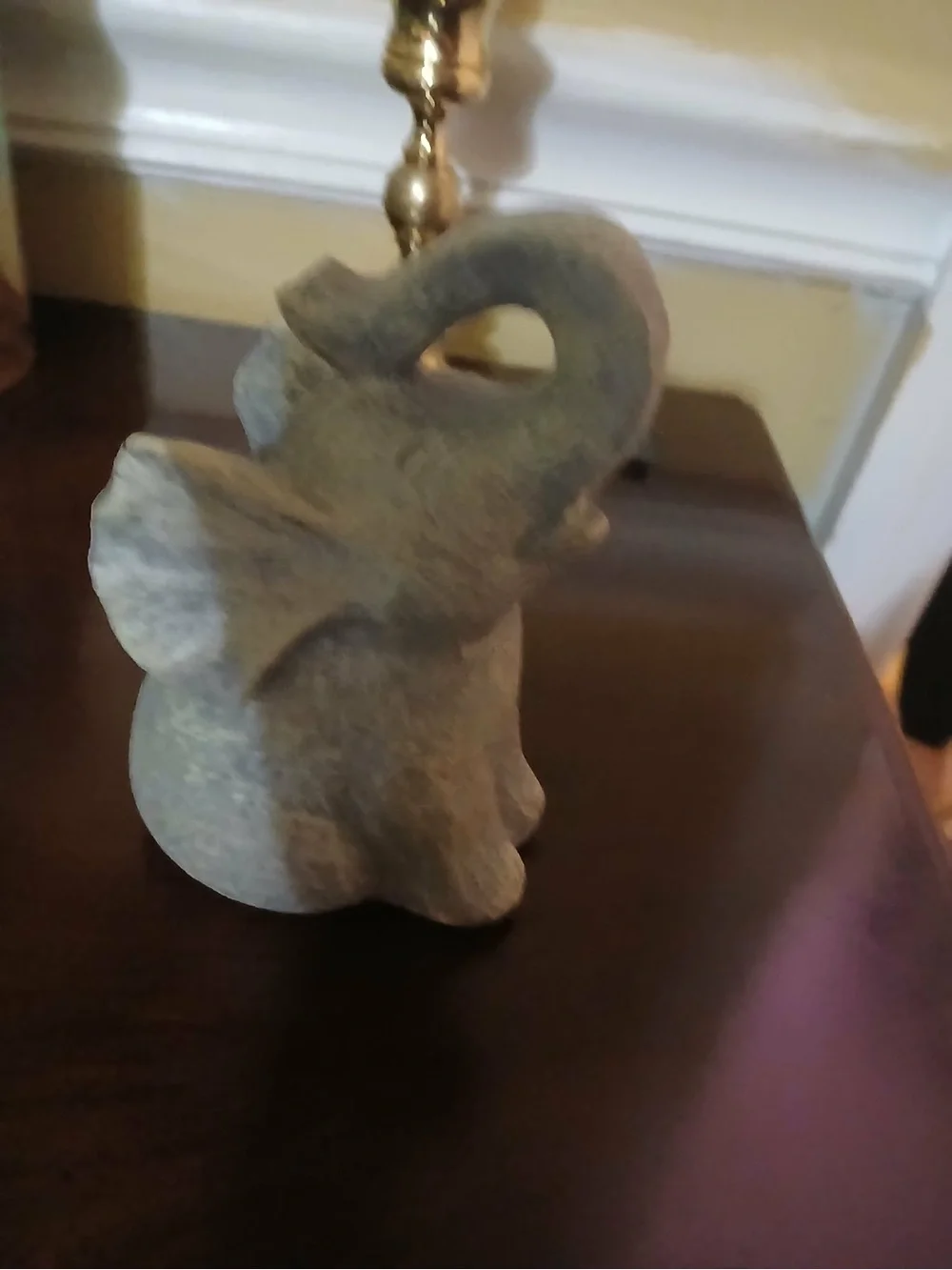 Handcrafted Gray Elephant Figurine with Upturned Trunk