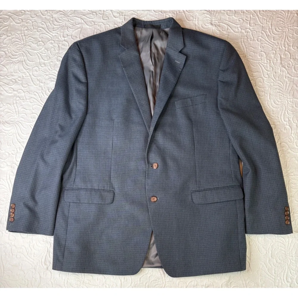 L‎ Ralph Lauren VTG Herringbone Tweed Wool Blk/white Blazer Sport Coat Men 44XL