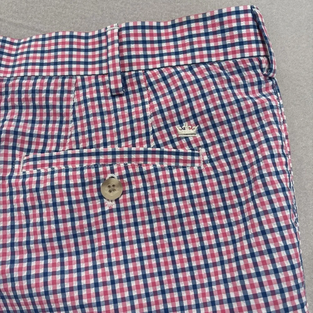 Peter Millar Sz 40 PINK/BLUE/WHITE Plaid Crown Sport SEERSUCKER Shorts EXCELLENT