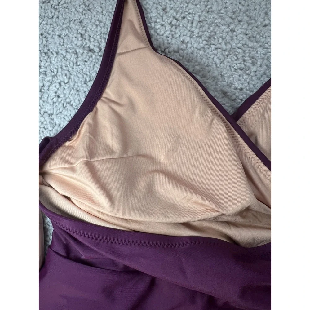 Women's J Crew Halter Wrap Swimsuit‎ One Piece Plum Wine Size 6 NWT