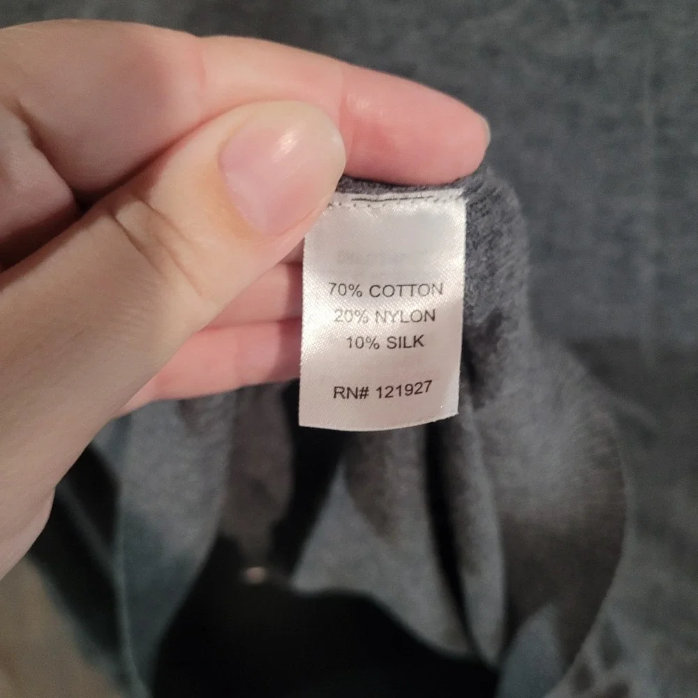 Johnnie-O Bailey Quarter-Zip Pullover Sweater M Charcoal Cotton Silk Blend FLAW