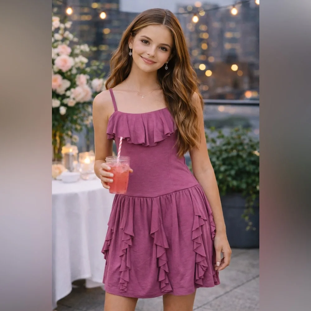 Plum Girls Purple Ruffle Party Dress Tween 16 Special Occasion Dance Recital 16‎