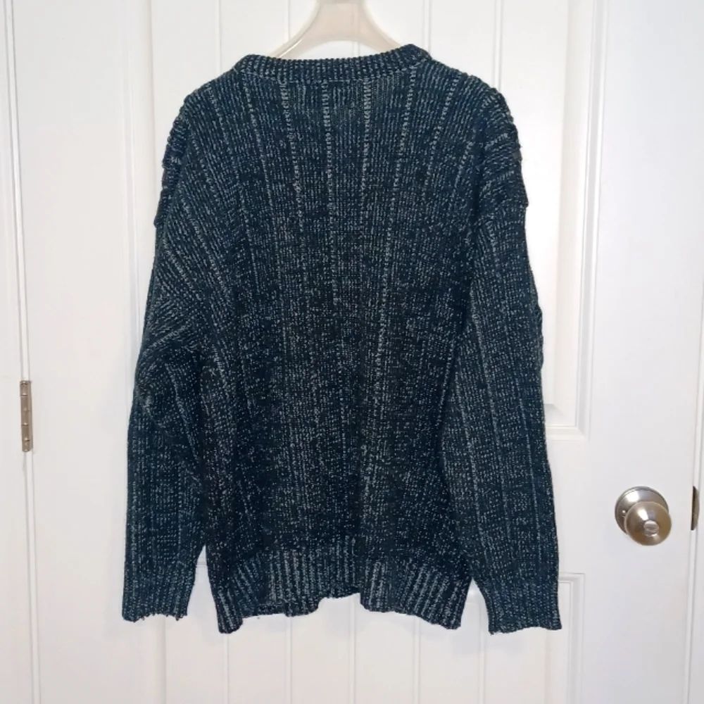 VTG Gabrielle Men's Crew Neck Sweater Leather Trim Sz Lg Vintage 90s