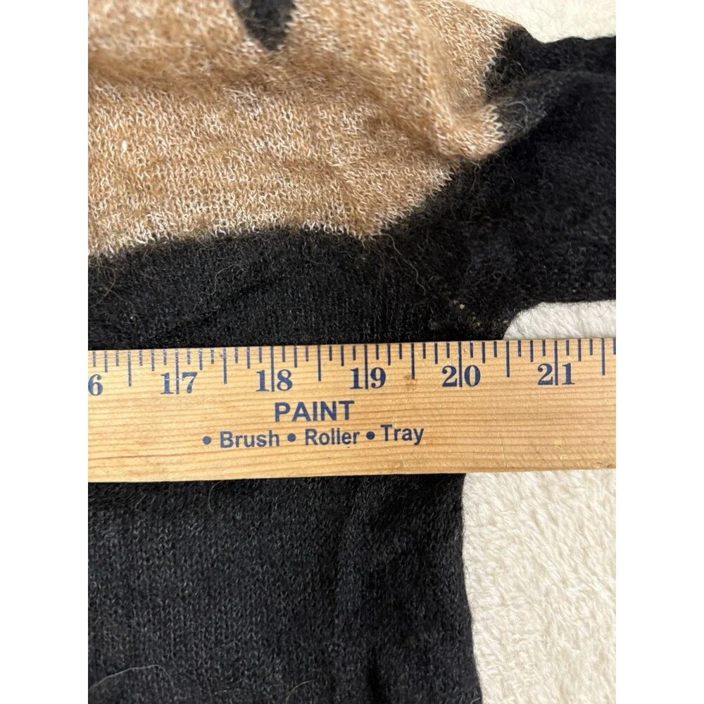 FREE PEOPLE Small LULU‎ ALPACA BLEND COWL NECK Tan Black Stripe SWEATER