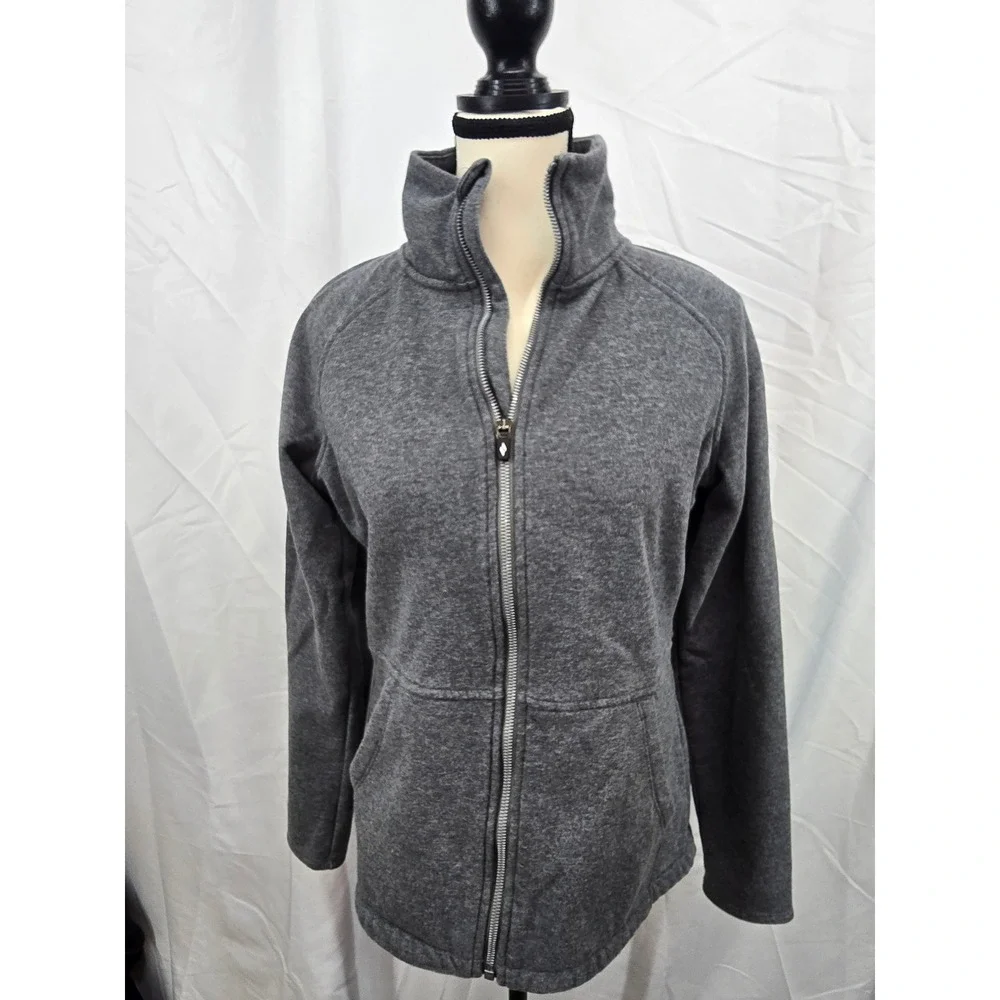 Skechers Los Angeles Womens Medium Gray‎ Full Zip Fleece Jacket Funnel Neck 1228