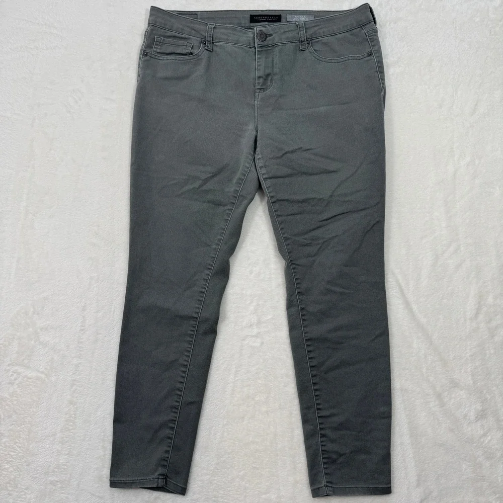 Aeropostale Jeggings Womens 12 Gray Ankle‎ Jegging Mid Rise Skinny Stretch Pants