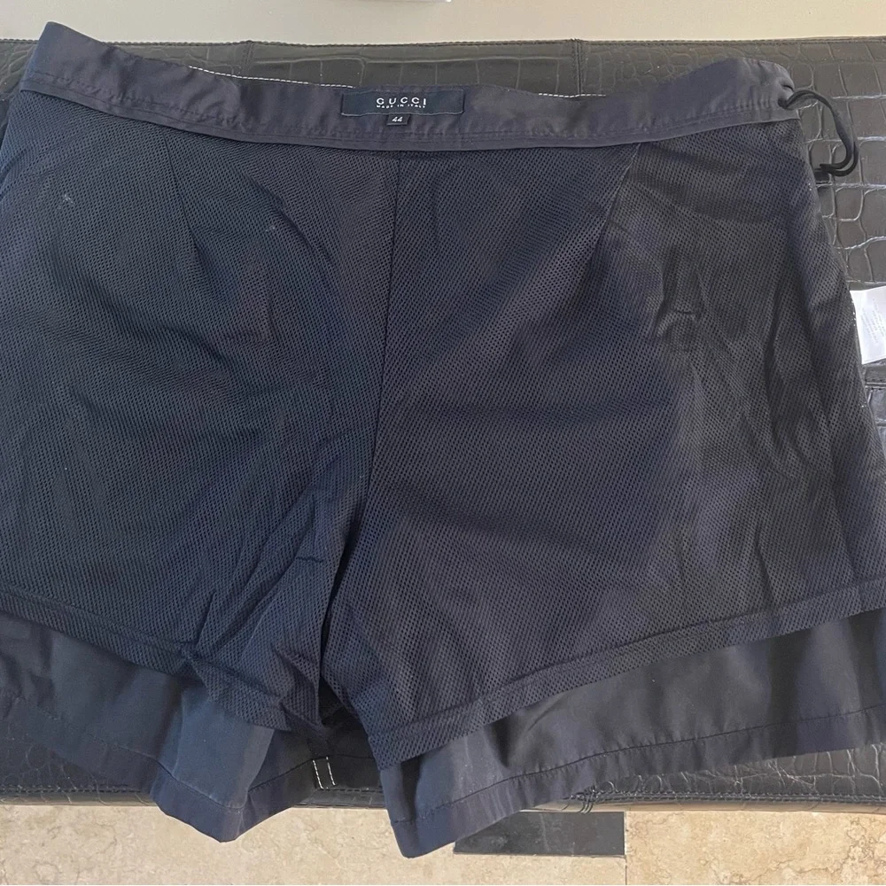 Gucci Women’s Black Swim Shorts with White Contrast Stitching