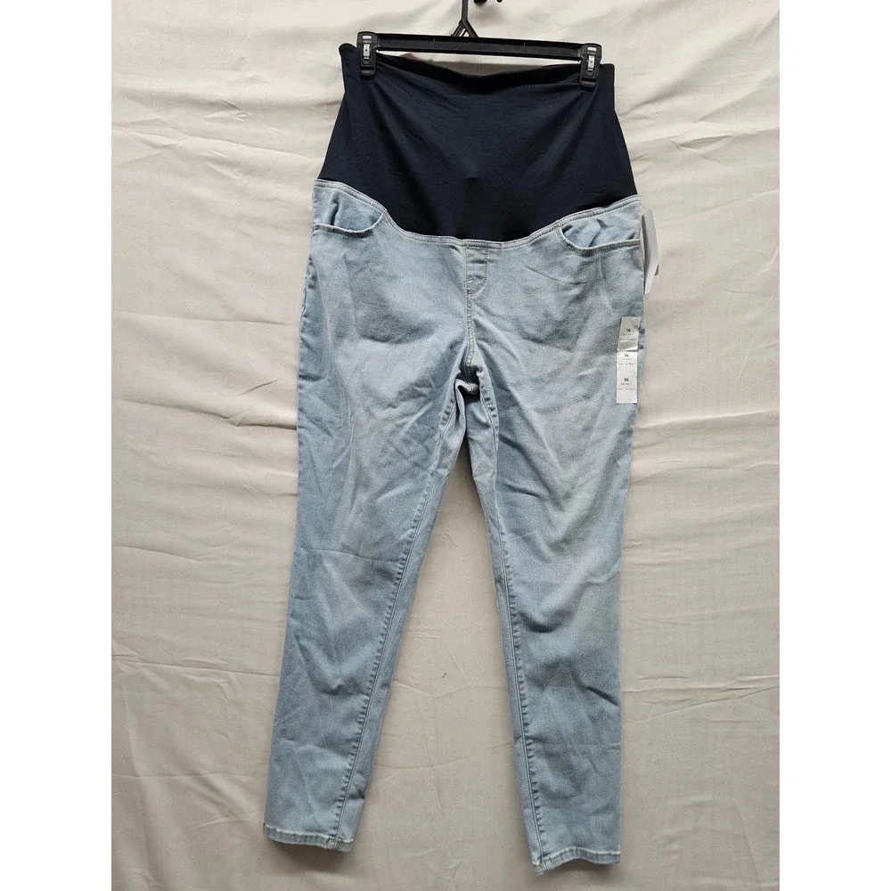 Isabel Maternity Womens Skinny Jeans Light Blue Cotton Blend Casual Size 16