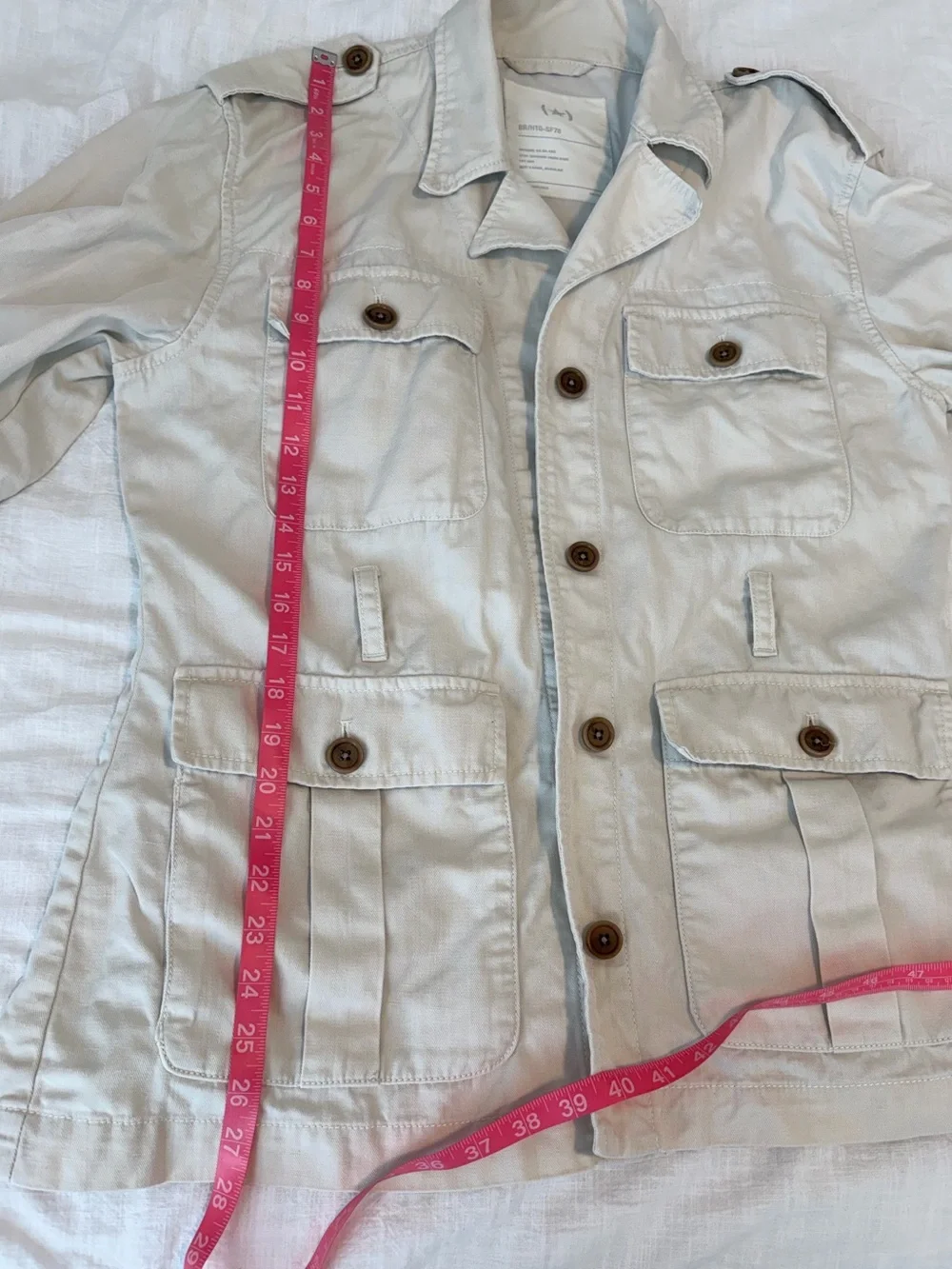 Banana Republic Heritage Linen Blend Safari Jacket Ivory Belted Utility Jacket